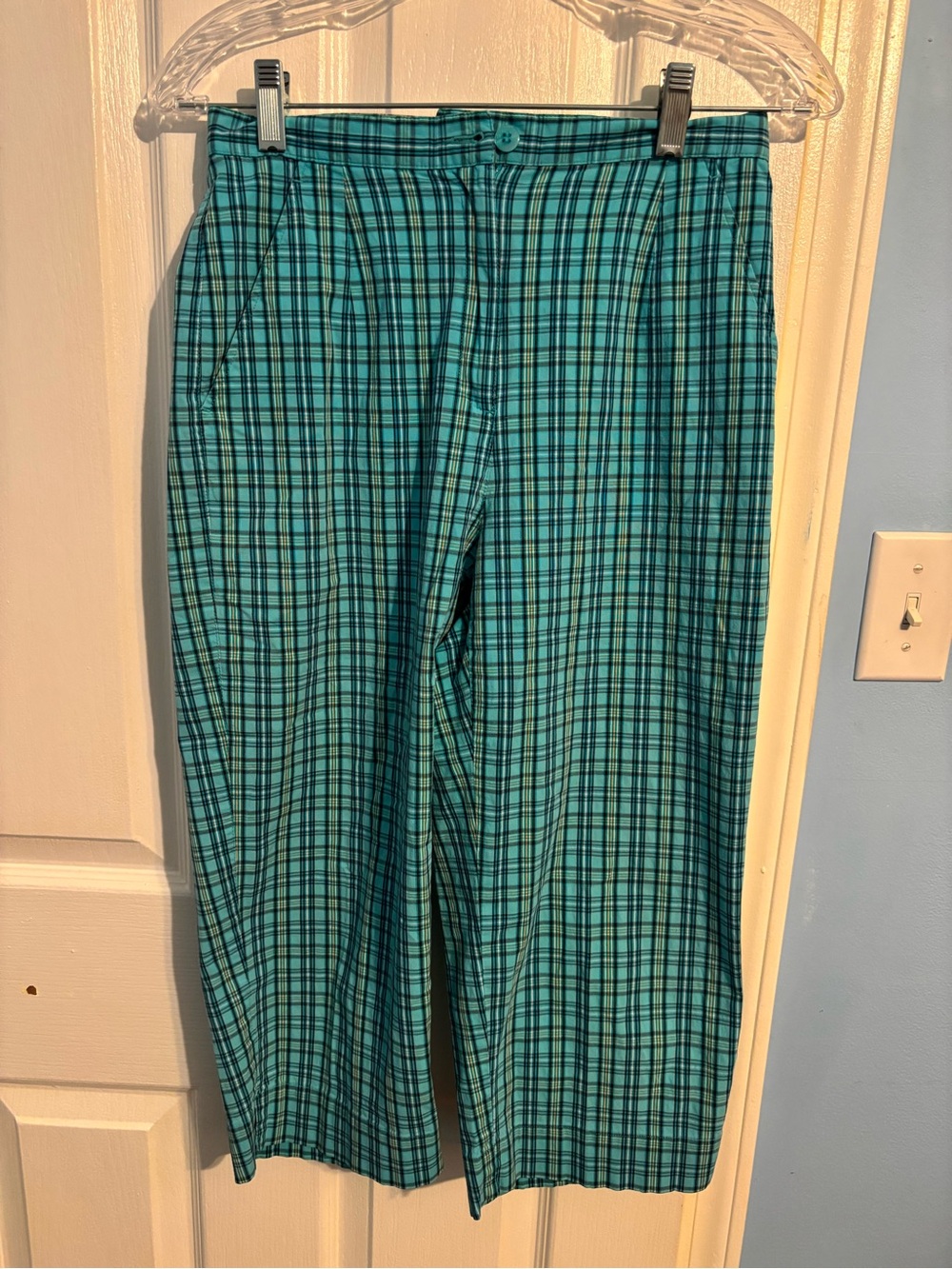 Liz Claiborne Turquoise Plaid Chinos